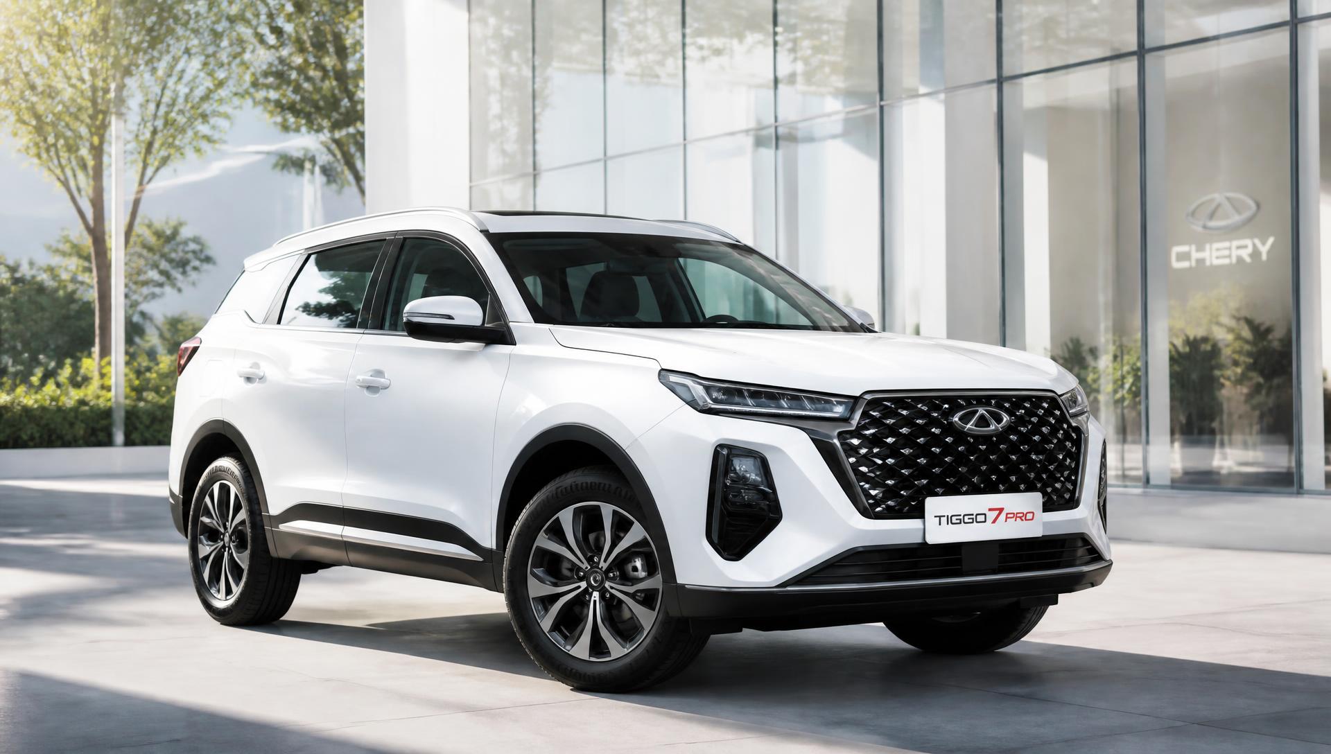 Новый кроссовер CHERY у автосалона официального дилера